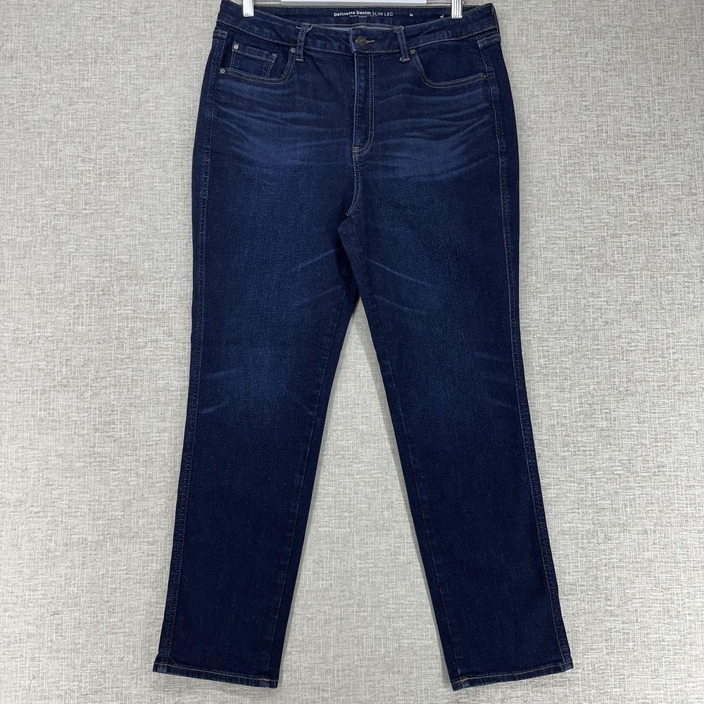 Chico's DefineMe Denim Jeans Womens 14R Dark Wash High Rise Slim Leg Stretch